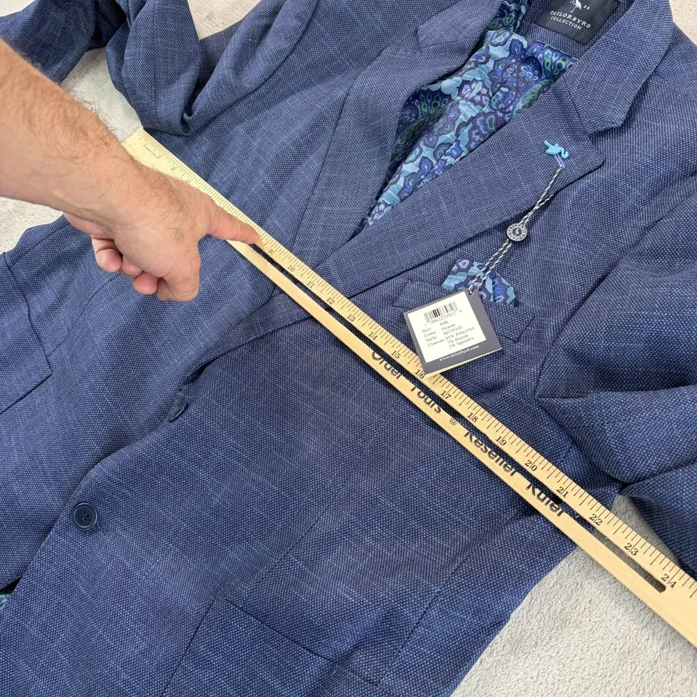 Tailorbyrd Stretch Fabric Sport Coat Blazer in Denim Blue Men 44R‎ 2-Button NWT